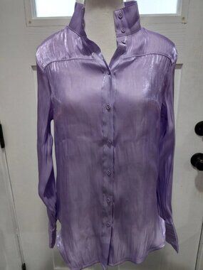 Fashion Nova Woman Collared Shiny Button Up Shirt Size XS/S